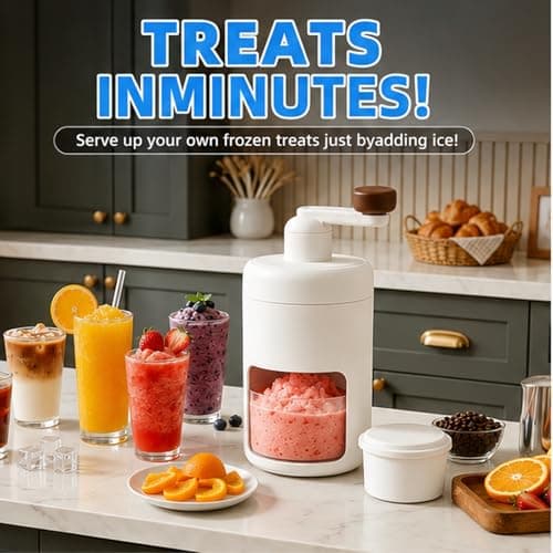 Portable Ice Shaver Machine for Snow Cones, Premium Slushie Machine for Home