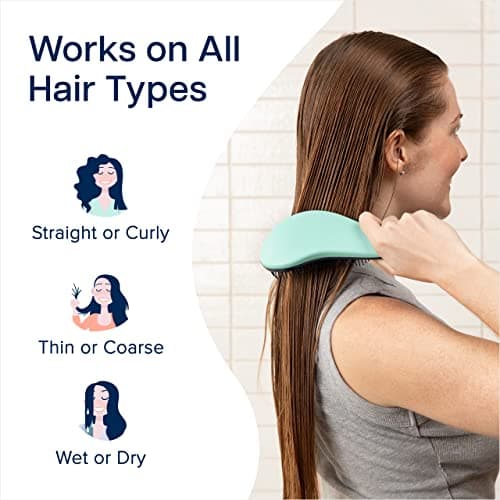 Crave Naturals Glide Thru Detangling Hairbrush that Glides Through Tangles For Wet, Dry and Damaged Hair - Gentle Detangler Styling Tool for Adults, Kids, Men and Women - 7.5 x 3 in, Turquoise — view 3
