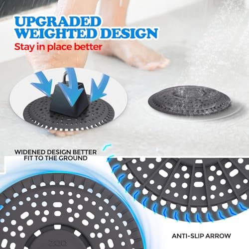 zaa Shower Drain Hair Catcher, Upgraded 2 Pack Premium Silicone Drain Protector & Shower Drain Cover for Regular Floor Drains of Shower Room, Bathroom, Black — view 2