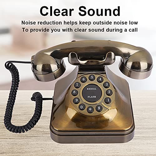 TIKATARER Antique Bronze Telephone, Noise Reduction Old Fashioned Vintage Landline Phone for Desktop Caller Home Office Retro Landline Corded Phones for Home & Office Decoration