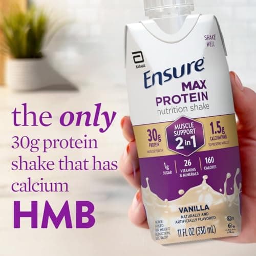 Ensure Max Protein Shake | 2-in-1 Muscle Support | 30g High Protein | HMB | 26 Vitamins & Minerals | Ready to Drink | Vanilla | 11 fl oz, 12 pack — view 2