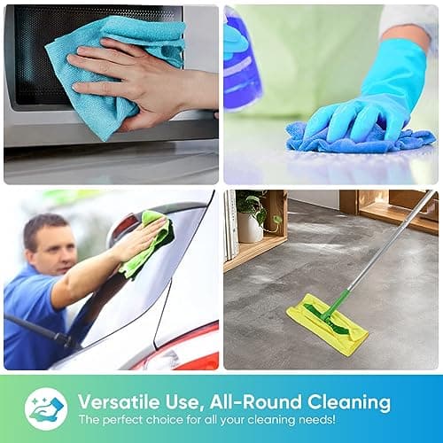 HOMEXCEL Microfiber Cleaning Cloths, 20 Pack Cleaning Rags - Lint Free & Scratch-Free Microfiber Towels for Cars, House & Kitchen, Absorbent Cleaning Towels, Multi-Color, 11.5 x 11.5 Inch — view 5