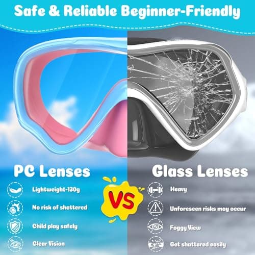 COOLOO Kids Goggles with Nose Cover, 180° Wide View Swimming Goggles for Kids 4-16, No More Hair Snags Anti-Fog No-Leak Snorkel Mask for Boys Girls Youth