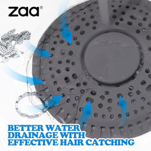 zaa Shower Drain Hair Catcher, Upgraded 2 Pack Premium Silicone Drain Protector & Shower Drain Cover for Regular Floor Drains of Shower Room, Bathroom, Black