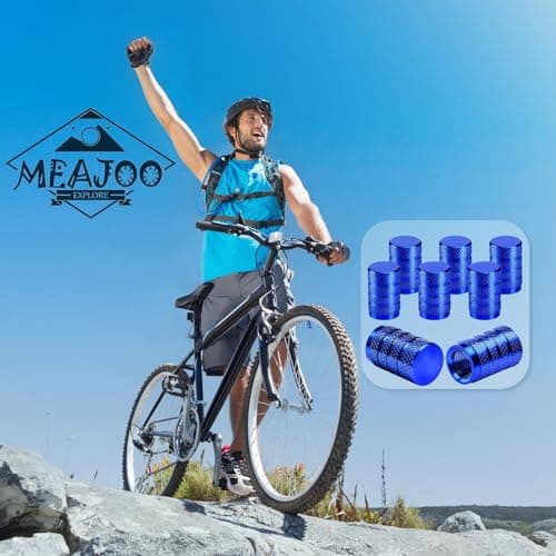 MEAJOO 8PCS Tire Valve Stem Caps, Dust Proof, Anodized Aluminum Universal Tire Valve Stem Covers for Cars, SUV, Trucks, Bikes, Motorcycles, Bicycles(Blue) — view 3