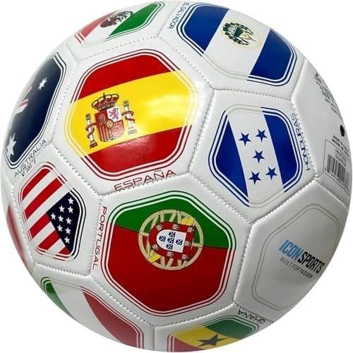 Tripact Inc 2026 World Flag Country World Flag Training Outdoor Soccer Ball Size 5 Futol Size (Size 5)- White