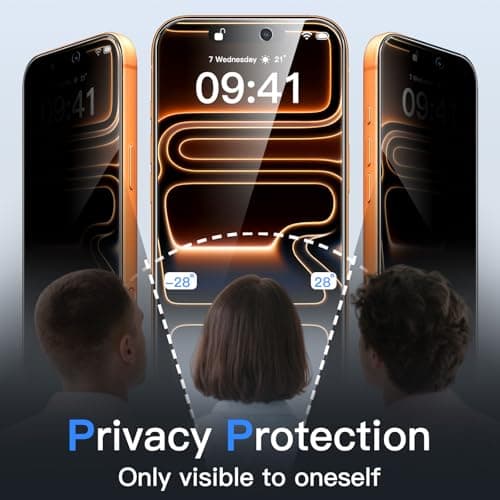 JETech Privacy Screen Protector for iPhone 17 Pro Max 6.9-Inch, Anti-Spy Tempered Glass Film with Easy Installation Tool, 2-Pack — view 2
