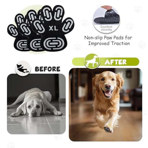 Dapaw Dog Paw Protector Pads, Anti-Slip Paw Grip for Senior & Injured Dogs on Hardwood & Tile Floors, Paw Stickers for Hot Pavement with Strong Traction (5 Sets, 20 Pcs) M