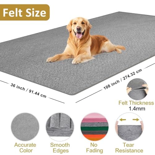 XSEINO Gray Large Felt Fabric 108" X 36 "(3 Square Yards), 1.4 mm Thick Soft Felt Fabric Sheet for Crafts, Gray Series Colors Soft Nonwoven Fabric, Fit for Decoration, Sewing, DIY Crafts