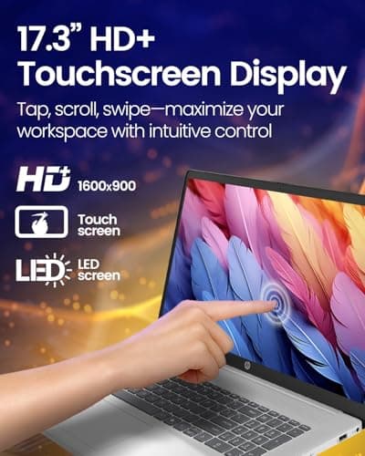 HP 17-inch Touchscreen AI Laptop – Intel 12-Core Ultra 7 255U (UP to 5.2GHz) with 12 Tops NPU, 32GB DDR5, 1TB SSD, 17.3" HD+ Touch Display, Fingerprint Reader, Backlit KB, Win 11 Pro/Accessories — view 3