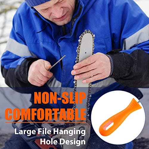 Honoson 3 Pieces Chainsaw Chain Round Steel Chainsaw Sharpener File with Plastic Handle (5/32,7/32,3/16 Inch)