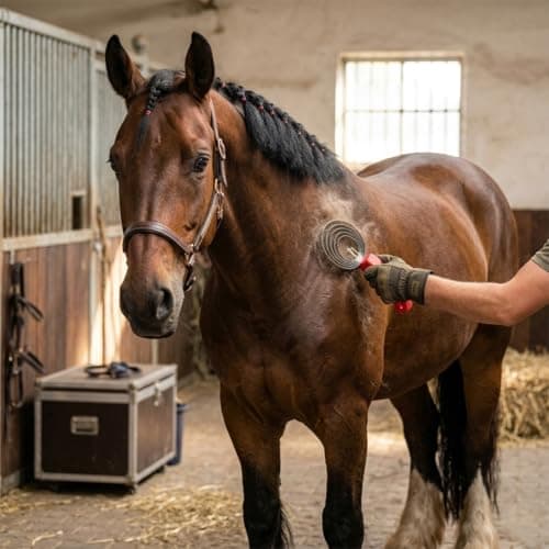 Premium Equigroomer Horse Brush & Curry Comb Set - Reversible Stainless Steel Shedding Tool for Horses, Dogs & Livestock - Ergonomic Deshedding Brush for Grooming & Bathing (1Pc)