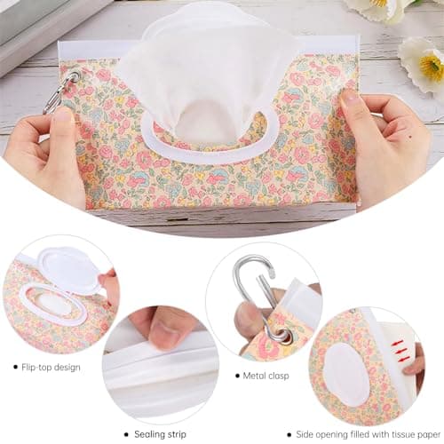 2Packs Baby Wipes Dispenser Portable Baby Wipe Holder Refillable Wet Wipes Container Reusable Travel Wipes Case, Keeps Wipes Fresh(Blue) — view 4