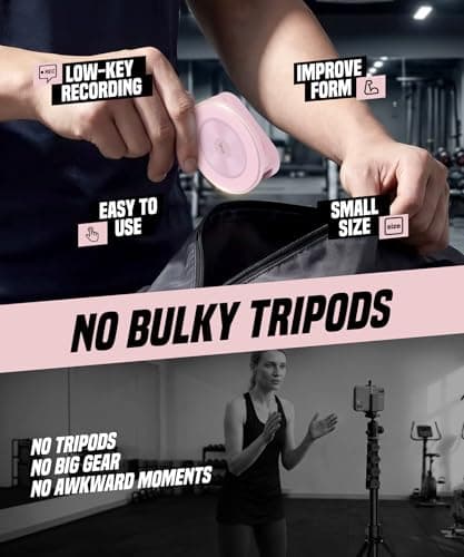 GolbinBox Magnetic Gym Phone Holder for MagSafe, All Metal Dual-Magnet Mount for iPhone and Android, 360° Adjustable Tri-Axis, Gym Essentials for Bodybuilder Men Women Recording Fitness Exercise, Pink — view 3