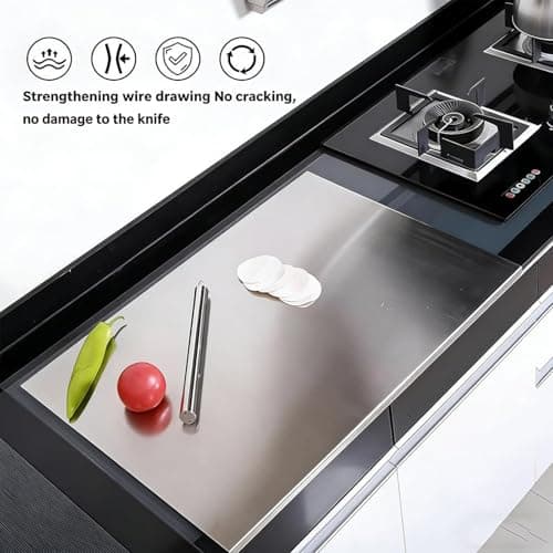 Stainless Steel Cutting Board with Lip, Premium 2026 New Large Durable Multifunctional, Steel Chopping Boards for Kitchen for Home Chef Food Prep Countertop (40cm*60cm)