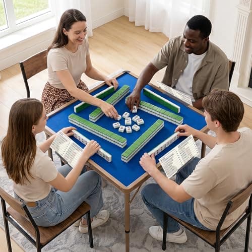 UPABLUNSO Mahjong Card Holder for Table, Under Mat Slide-in Stand for Mah Jongg Cards, Angled Viewing Rack, Foldable Carry Table Accessory, Lightweight 3D Printed Mah Jong Card Holder Black