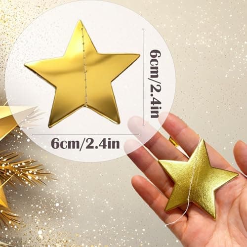 105 Feet Gold Star Garland - 8 Strands Glitter Paper Star String, 2.4 Inch Hanging Decor for Christmas Tree, Birthday Party, Wedding Decor, Ceiling & Home Decoration (Gold)
