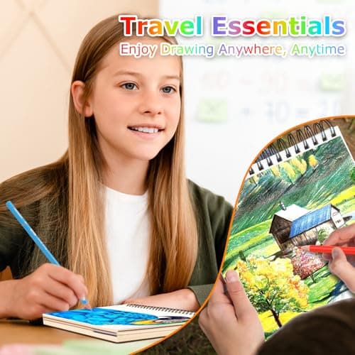 9" x 12" Sketch Book, 2-Pack 50 Sheets Spiral Bound Art Sketchbook, Acid Free Artist Drawing Book Paper, Art Supplies for Adults Kids, Craft Activities, Sketch Paper for Drawing Coloring Sketching — view 4