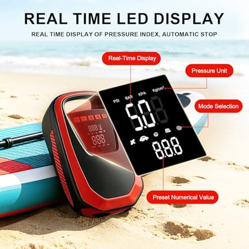 50 PSI Paddle Board Pump & Tire Inflator,Multi-Function Air Pump,SUP Electric Air Pump, Auto-Off Inflation & Deflation Function with 12V DC Car Cigarette Lighter for Paddle Board,Car Tires,Kayaks