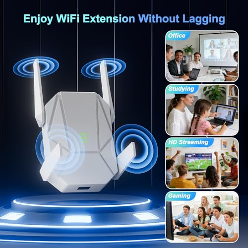2026 AX1800 WiFi 6 Extender Signal Booster - Dual Band 2.4G/600Mbps & 5.8G/1200Mbps, WiFi Extender with Gigabit Port, 802.11AX Tech, 13999 Sq.Ft Long Range WiFi Repeater, Connects 105+ Devices — view 5