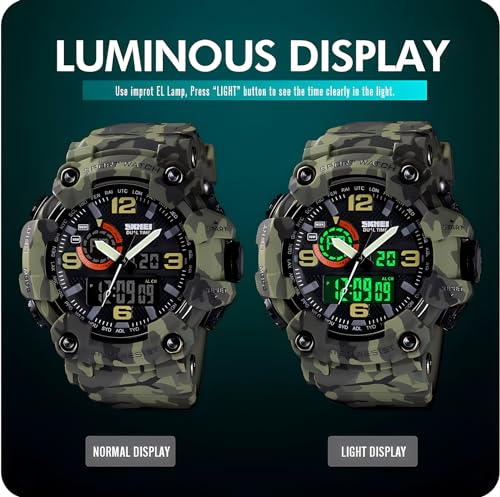 Gosasa Men's Large Face Outdoor Sports Watches Military S-Shock Watch Waterproof, Backlight, Alarm, Stopwatch Features - Rugged Wristwatch for Training, Hiking, and Adventure — view 2