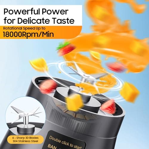 Cordless Mini Blender Make Smoothies & Shakes - Portable Blender with 380ML BPA-Free Travel Cup, USB Rechargeable, Easy to Clean, Suit in Gym/Office — view 2