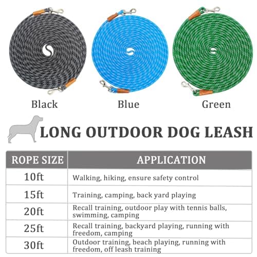 WYuZe Reflective Tie Out Rope for Small Dogs Cats 20FT Dog Tether for Yard — view 5
