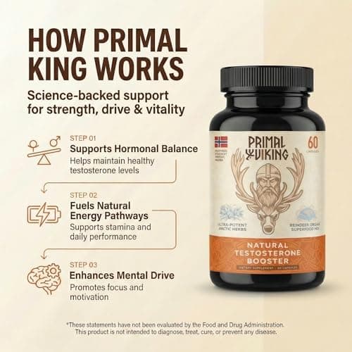 Primal Viking Men Wellness and Vitality Supplement Natural Support Capsules, Men Wellness and Vitality Advanced Formula, Overall Health Wellness, 60 Capsules for 1 Month (Pack of 1) — view 3