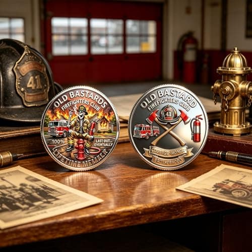 Firefighters Club Honor Coin, Firefighter Challenge Coin, Old Bastards Firefighters Club Commemorative Coins, Courage Honor Brotherhood Coins, Gift for Firefighters (10pcs)