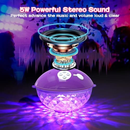 Blufree Floating Pool Speakers with Colorful Lights, Bluetooth Wireless Pool Speaker Floatable IP68 Waterproof, Built-in Mic & Crystal Clear Sound Bluetooth Hot Tub Speaker for Pool Party Outdoors — view 4