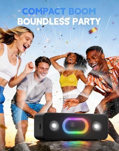 OHAYO Bluetooth Speaker, Wireless Portable Outdoor Speakers, Bold Sound and Ambient Light, IPX6 Waterproof, 24H Playtime, TWS Pairing, Built-in Mic, Home/Travel/Beach Essential, Birthday Gift, Black — view 3