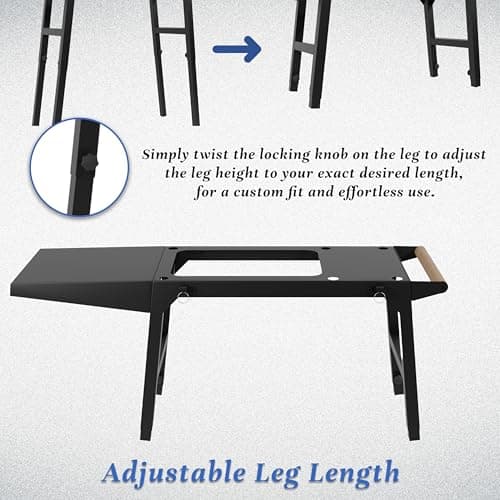 Foldable Griddle Stand Table for Blackstone 17" and 22" Tabletop Griddles, Adjustable Height Grill Stand with Side Shelf, Portable Outdoor Cooking Stand