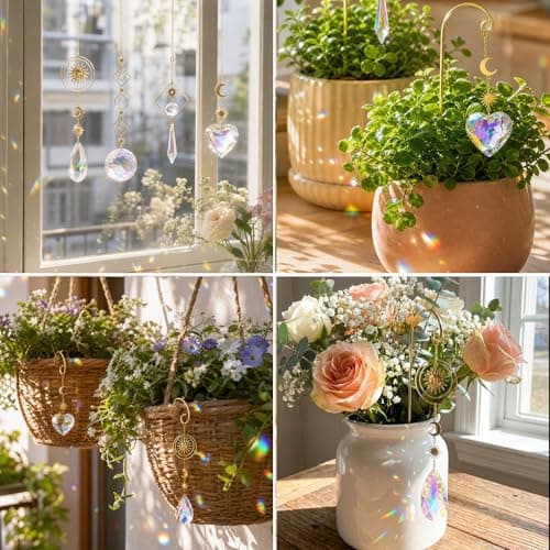 260 Pcs DIY Suncatcher Kits for Adults, Crystal Suncatcher Plant Decorations for Pots, Gold Garden Suncatchers for Windows Hanging Indoor Small Potted Plant Trellis, Sun Catcher Making Suppliers — view 5