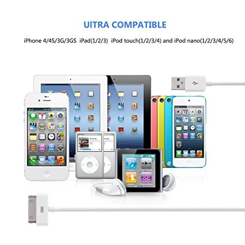 Aibocn 30 Pin Charging Cable, MFi Certified 30 Pin USB Sync Charge Dock Cable Cord Replacement for Old Apple iPhone 4/4S 3G/3GS, iPad 1/2/3,iPod Nano/iPod Touch — view 3