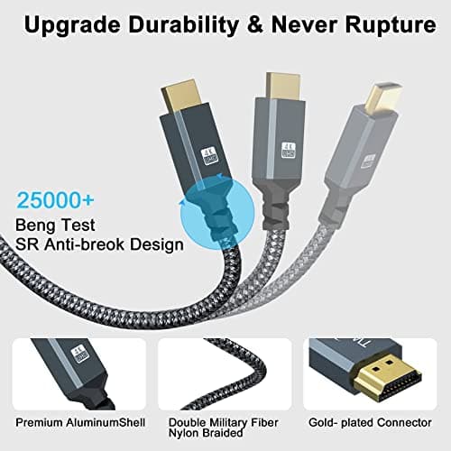 Twozoh HDMI Extension Cable 1FT, Male to Female Cord, HDMI 2.0 Cable Adapter Support 4K@60Hz 3D HDR — view 4