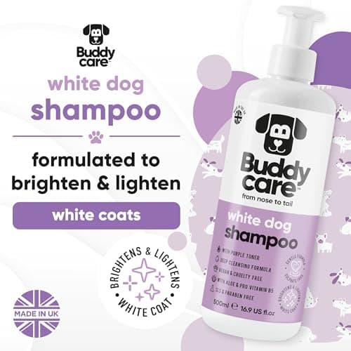 White Dog Shampoo by Buddycare | Dry Skin & Itchy Skin Relief for Smelly Dogs | Deep Cleansing Shampoo for Dogs Puppy Sensitive Skin | Dog Shampoo & Conditioner | with Aloe & Vitamin B5 (16.90oz)