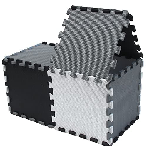 meiqicool Foam Play mat playmat Foam Play Tiles Interlocking Play mat Baby Play mats for Kids Floor mats for Children Foam Jigsaw mat Baby Puzzle mat 36 Pieces Rug Crawl White-black-gray-ADLg36