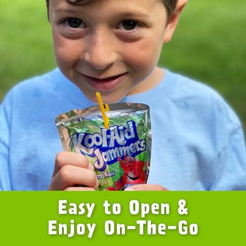 Kool-Aid Jammers Artificially Flavored Drink, 1 Pouches, for School Lunches and On-the-Go Hydration, Strawberry Kiwi Flavor, Excellent Source of Vitamin C, 6 fl oz — view 5