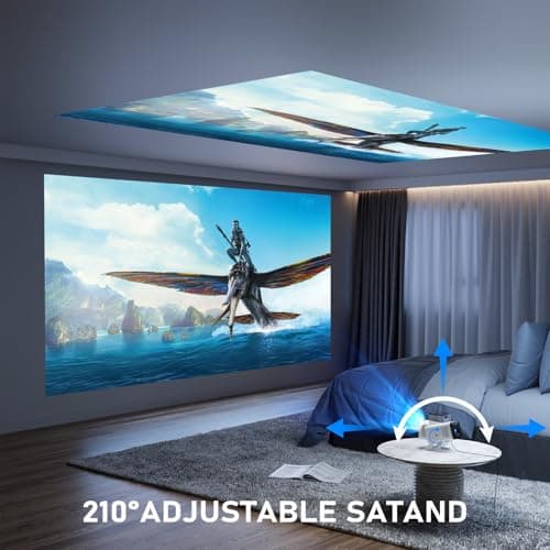 [Officially-Licensed App & Manual Focus] Ivory White Smart Mini Projector with WiFi and Bluetooth, Full HD 1080P Support, XuanPad Movie Projector, Portable Outdoor Projector with 210° Stand — view 5
