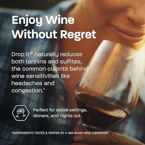 Drop It Original Wine Drops 4 Pack | Naturally Reduces Wine Sulfites and Tannins | Can Eliminate Wine Sensitivities, Allergies, and Histamines | Wine Wand Alternative | USA Made Wine Sulfite Remover