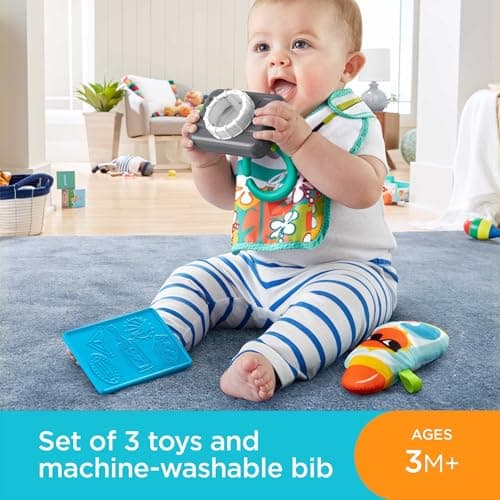 Fisher-Price Tiny Tourist Gift Set, 4 Travel-Themed Baby Toys for Take-Along Play