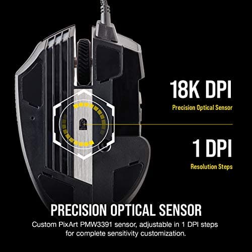 Corsair Scimitar RGB Elite Wired MOBA/MMO Gaming Mouse – 18,000 DPI – 17 Programmable Buttons – iCUE Compatible – PC, Mac, PS5, PS4, Xbox – Black — view 5