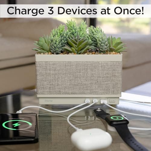 iHome PowerPlant Charging Station, Faux Succulent with USB Charging Station (Power Plant Speaker) — view 2