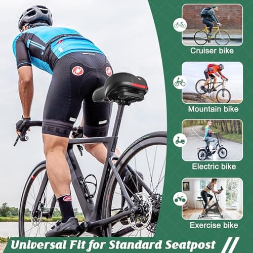 Comfortable Seat Cushion for Men Women with Dual Shock Absorbing Ball Memory Foam Waterproof Wide Bicycle Saddle Fit for Road Bikes — view 5