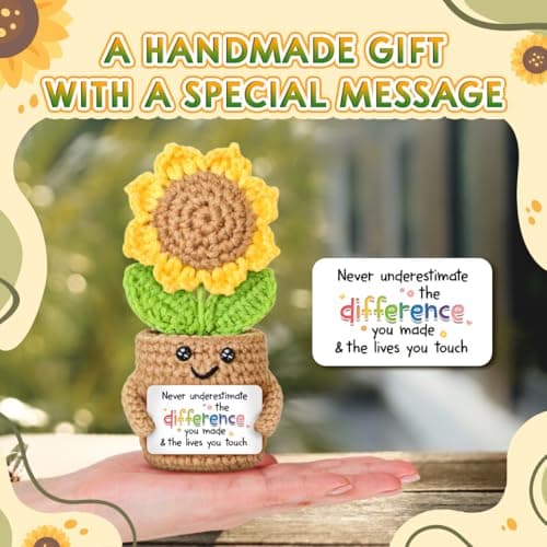 SOL VIBES Goodbye Gift for Coworkers Leaving, Sunflower Crochet Appreciation Keepsake, Farewell Retirement Going Away Present for Women, New Job Gifts for Boss Friend, Office Desk Decor — view 2