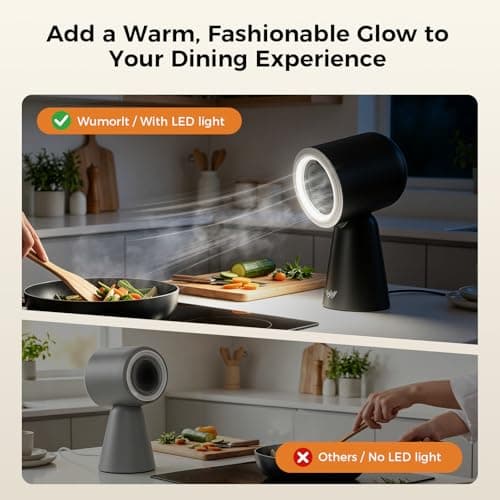 Portable Range Hood with Light, Desktop Kitchen Exhaust Fan with Water Washing Self-Cleaning Mode, 12° Adjustable Head, 3-Speed, Low Noise, Ideal for Apartment, RV, Indoor Hot Pot and BBQ (Black) — view 3