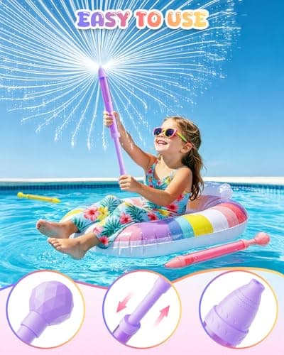 Fireworks Spray Water Blaster Squirter Gun for Kids, 4 Pack Firework Water Shooters Water Toys for Girls Boys, Pink PurpleWater Squirter Gun Bulk for Pool Party Backyard Beach Outdoor Game