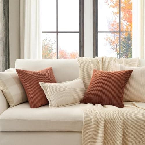 Topfinel Decorative Terracotta Throw Pillow Covers Cushion Cases,Set of 4 Soft Velvet Modern Double-Sided Designs,Rustic Fall Home Decor,Pillow Inserts Not Included 18x18 inch