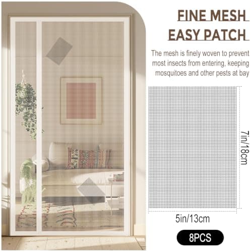 8 Sheets Window Screen Repair Patches Kit, Gray 7in x 5in Fiberglass Mesh Repair Patches, Heavy Duty Self Adhesive Screen Tape, Quick Fix Tears Holes for Window Screen Door Mosquito Net — view 5