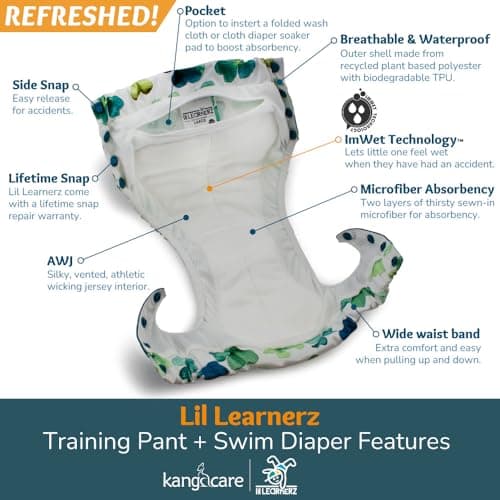 Kanga Care Lil Learnerz 2.0 Reusable Potty Training Pant & Swim Diaper for Toddler Boy and Girl S-XXL